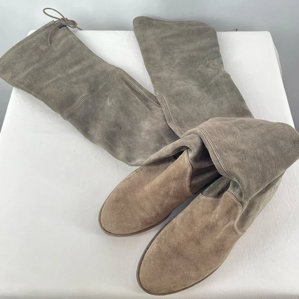 Stuart Weitzman‎ Lowland Suede Over-the-Knee Boots in Taupe Size 7.5